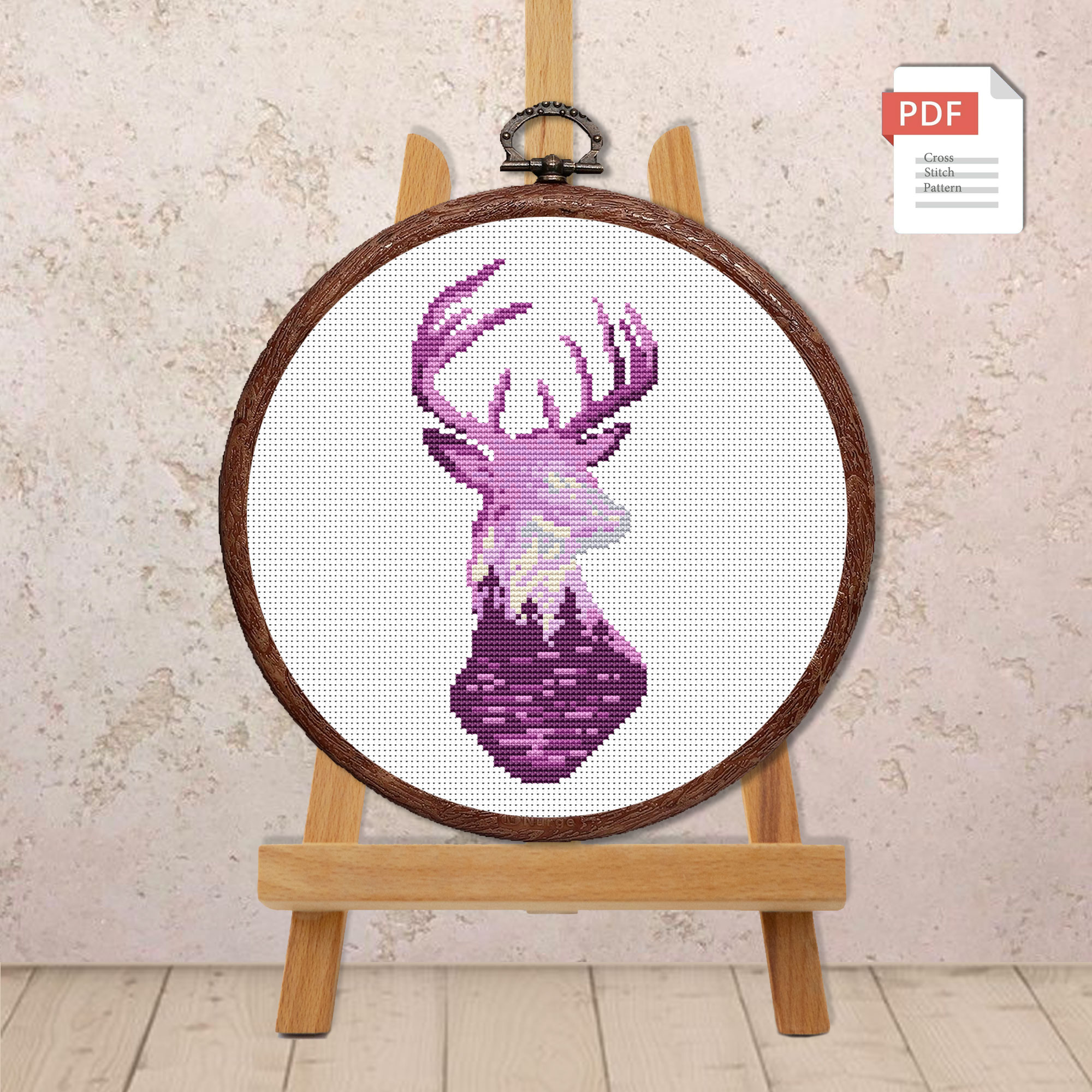 Set of 3 Deer Cross Stitch Pattern #anm044 - Image 2