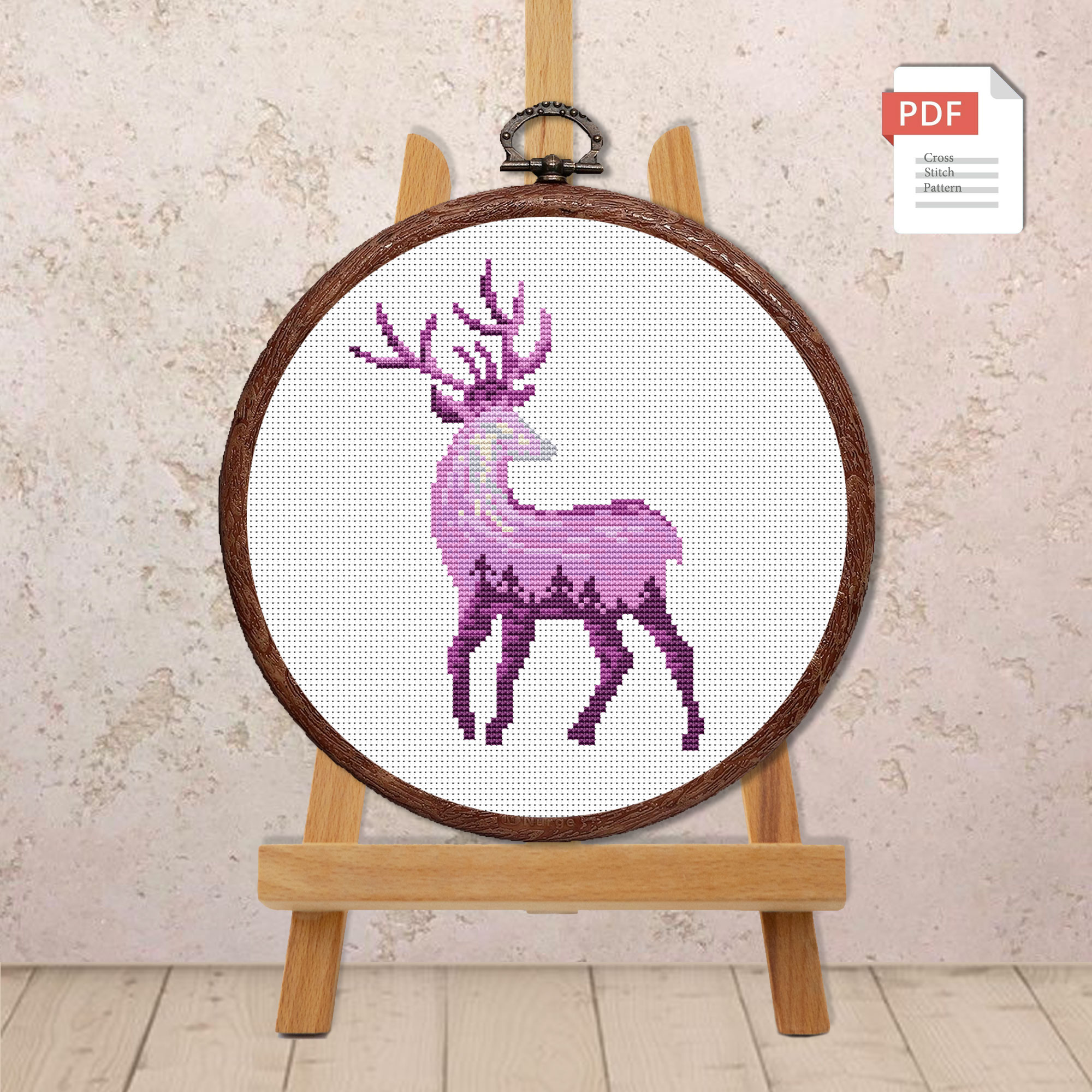 Set of 3 Deer Cross Stitch Pattern #anm044 - Image 3