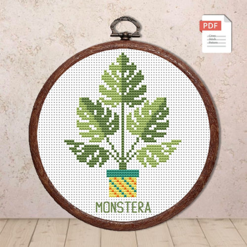 Monstera Cross Stitch Pattern #flw002