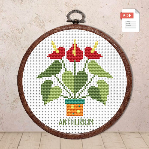 Anthurium Cross Stitch Pattern #flw005
