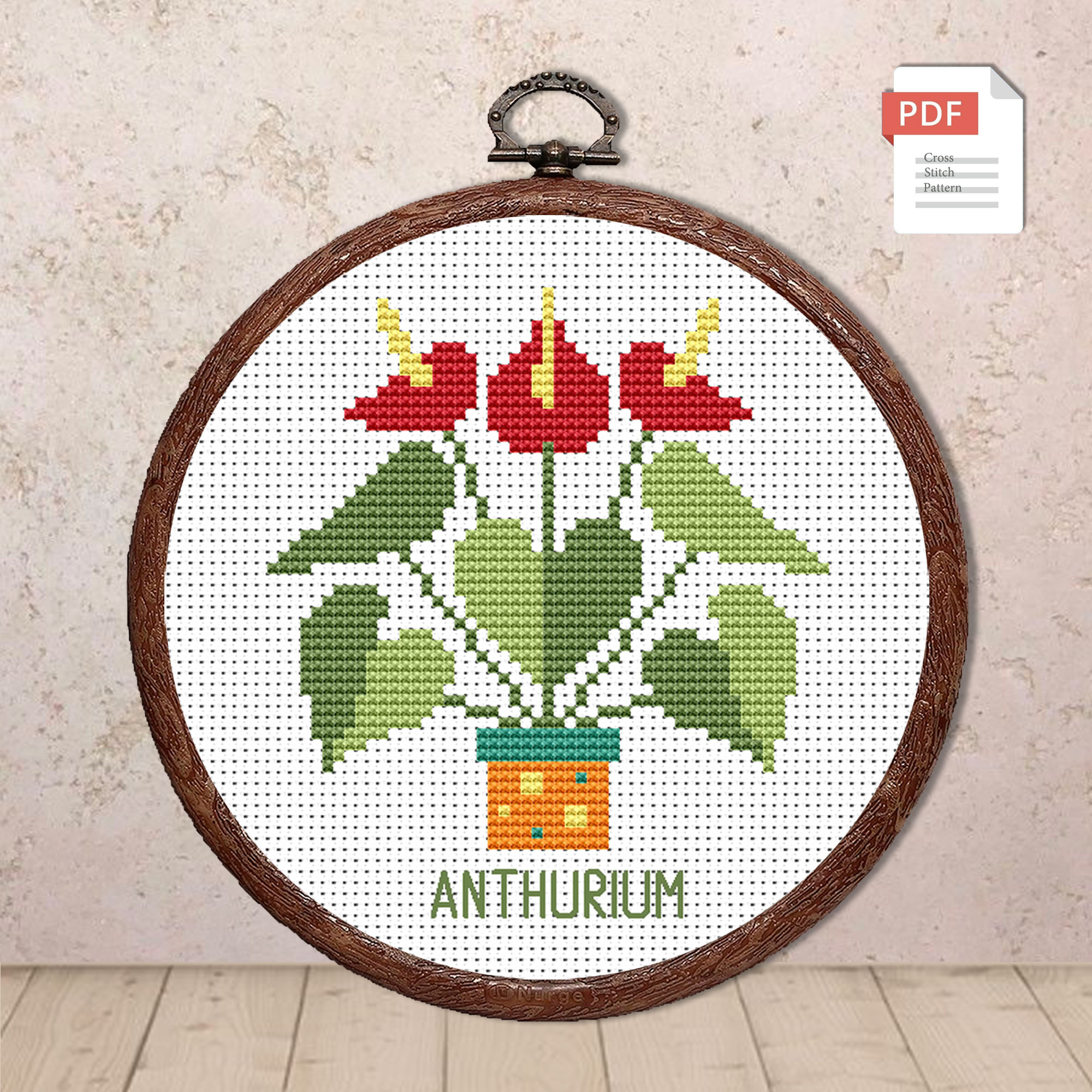 Anthurium Cross Stitch Pattern #flw005