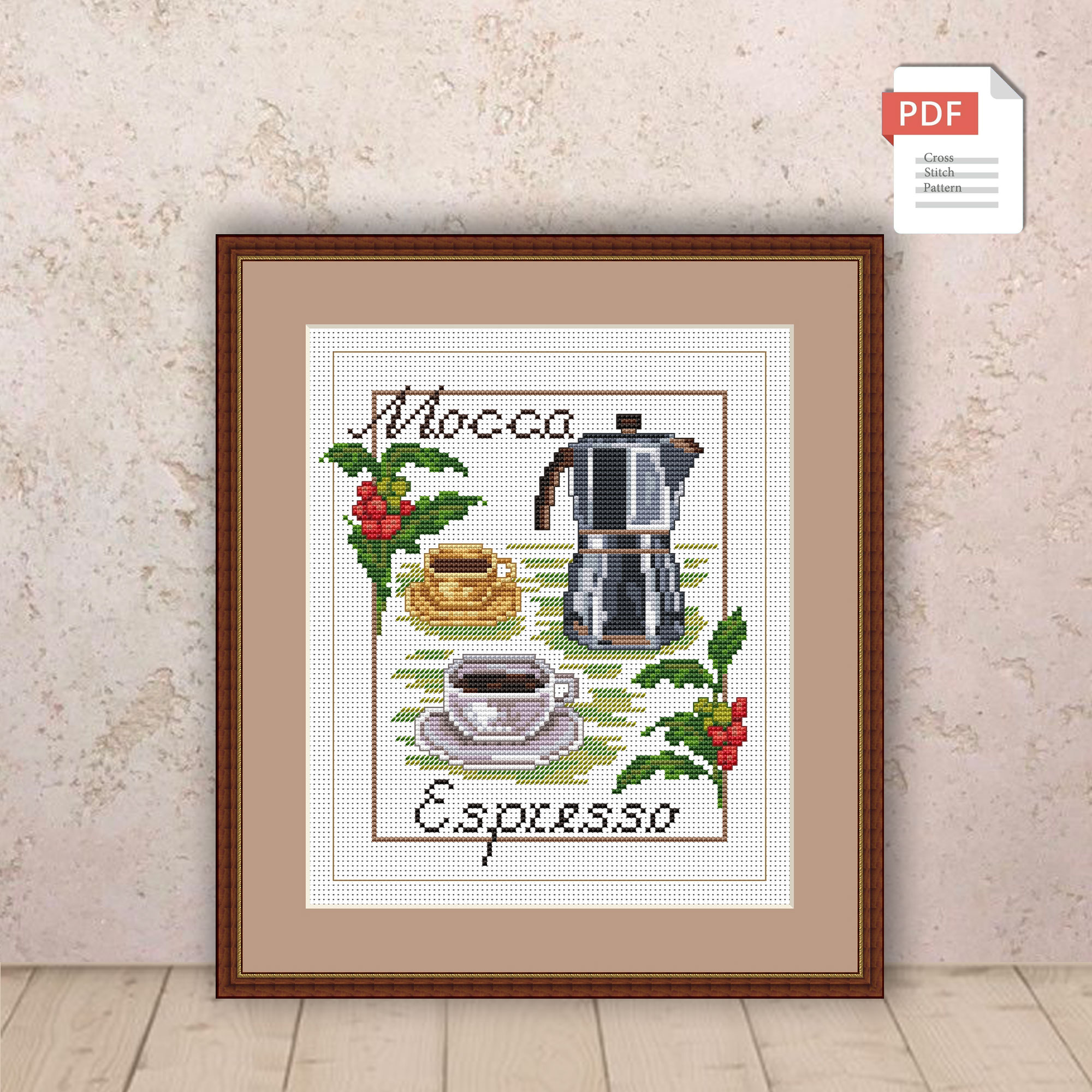 Mocca Espresso Cross Stitch Pattern #kt.003