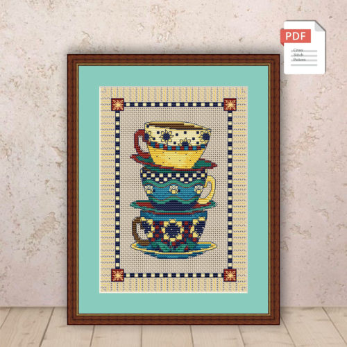 Tea Cup Cross Stitch Pattern #kt.006