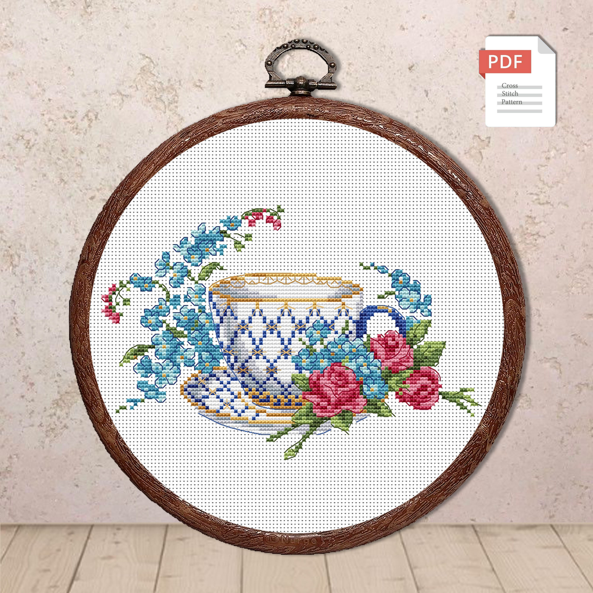 Tea Cup Cross Stitch Pattern #kt.007