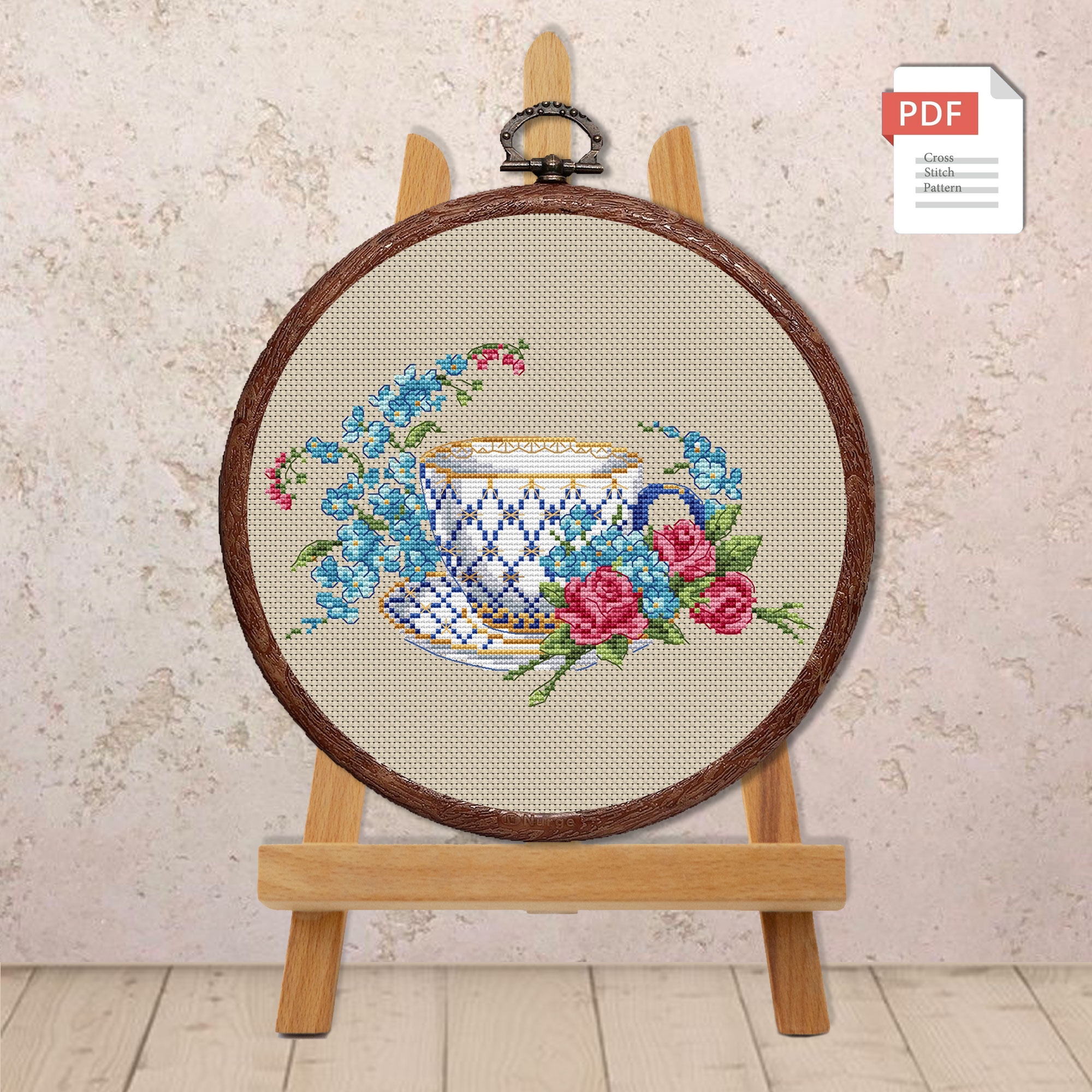 Tea Cup Cross Stitch Pattern #kt.007 - Image 2
