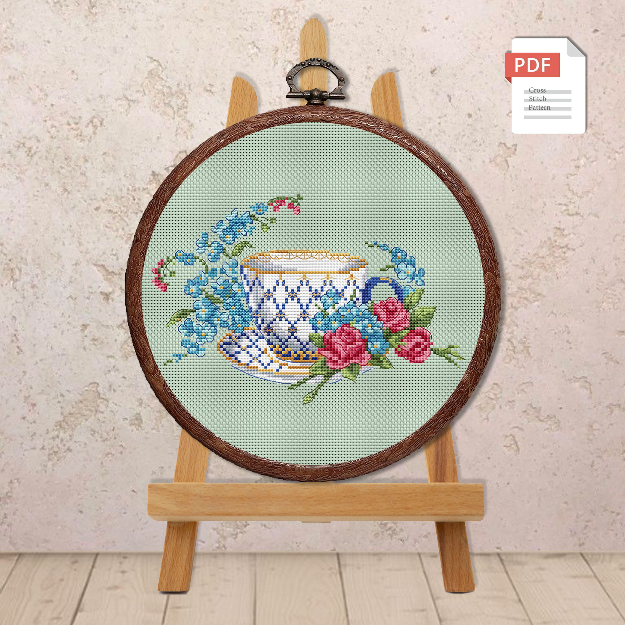 Tea Cup Cross Stitch Pattern #kt.007 - Image 3