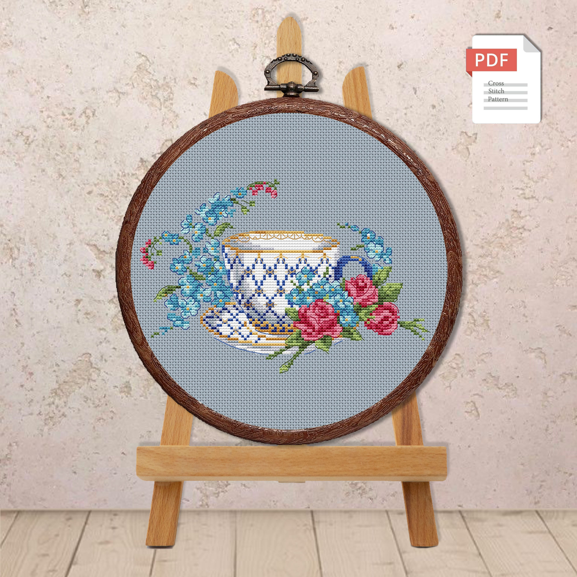Tea Cup Cross Stitch Pattern #kt.007 - Image 4