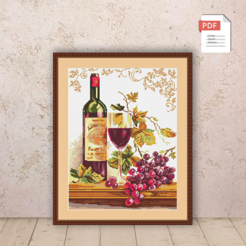 Red Wine Cross Stitch Pattern #kt.009