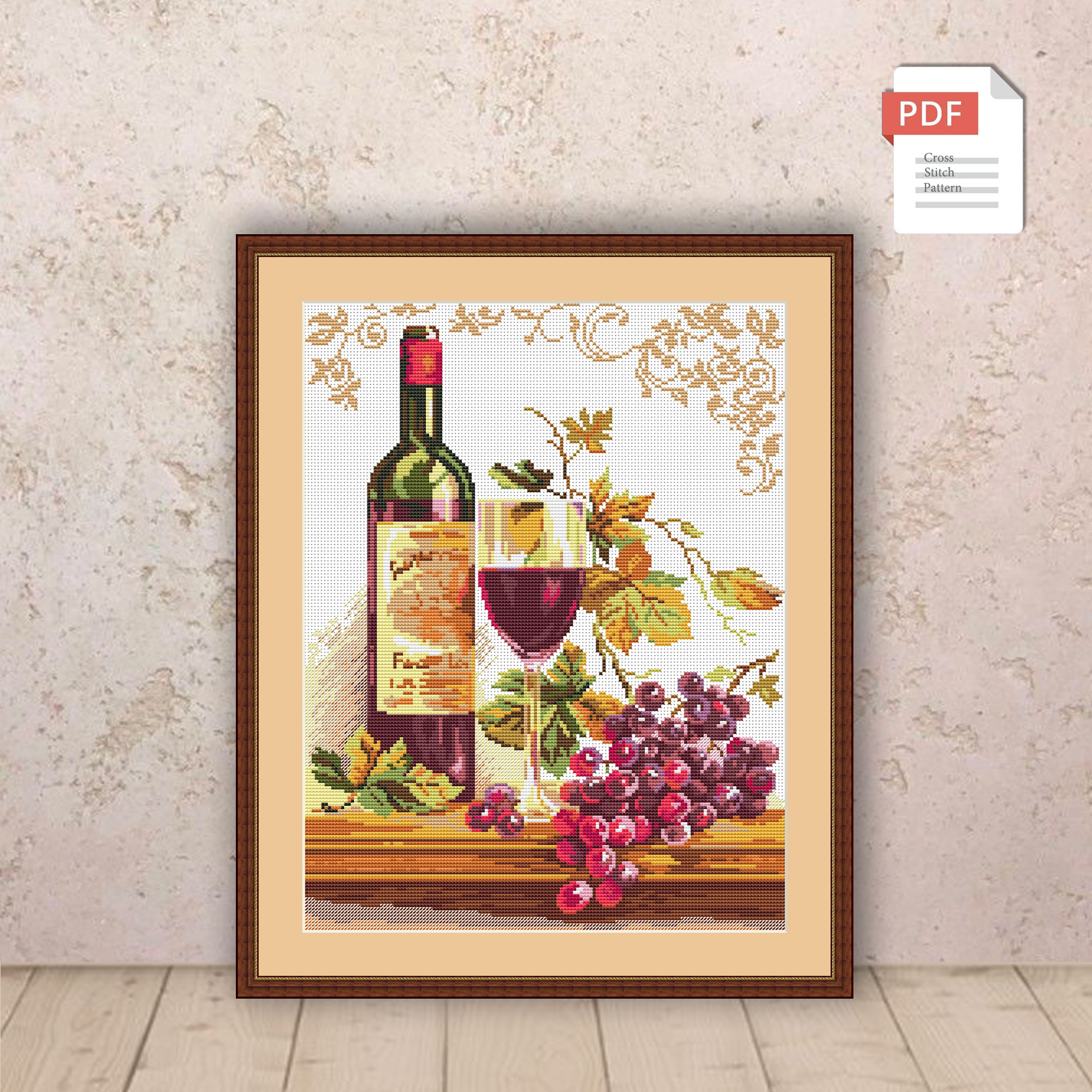 Red Wine Cross Stitch Pattern #kt.009
