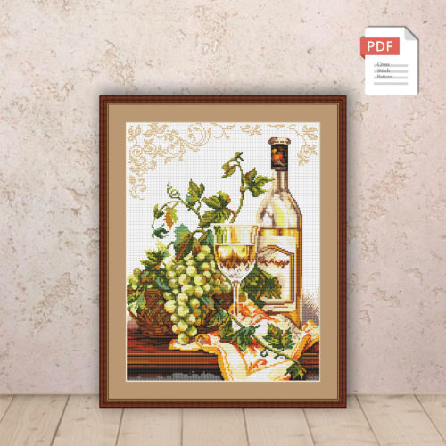 White Wine Cross Stitch Pattern #kt.010
