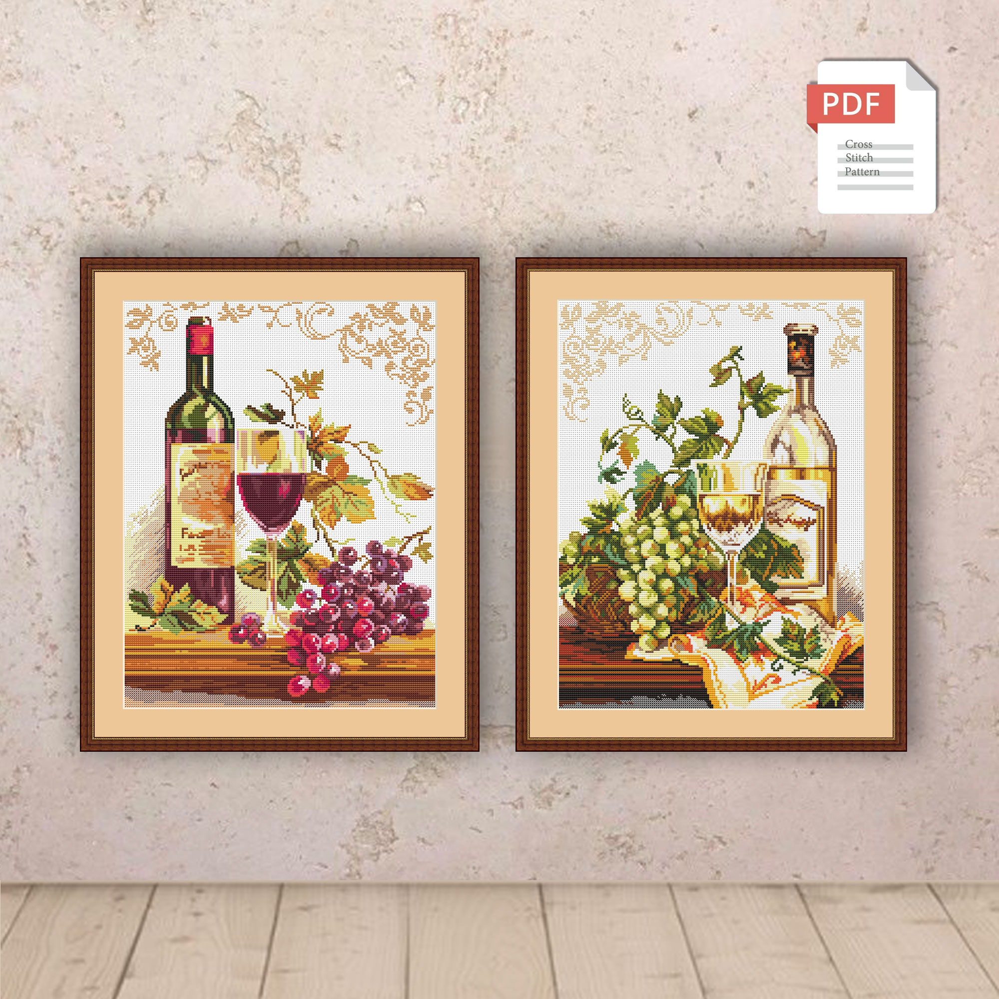 Red Wine Cross Stitch Pattern #kt.009 - Image 3