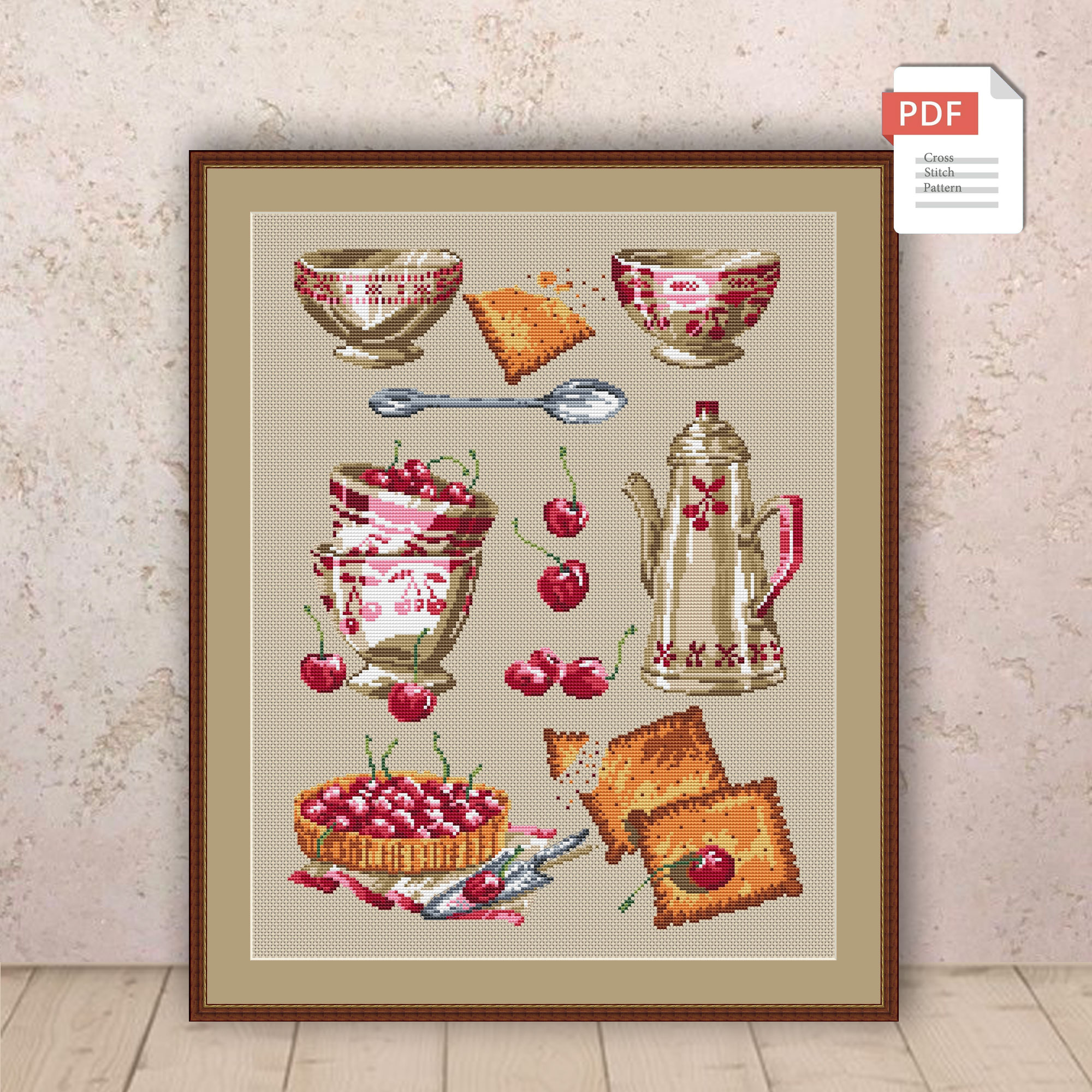 Tea Time Cross Stitch Pattern #kt.016 - Image 2