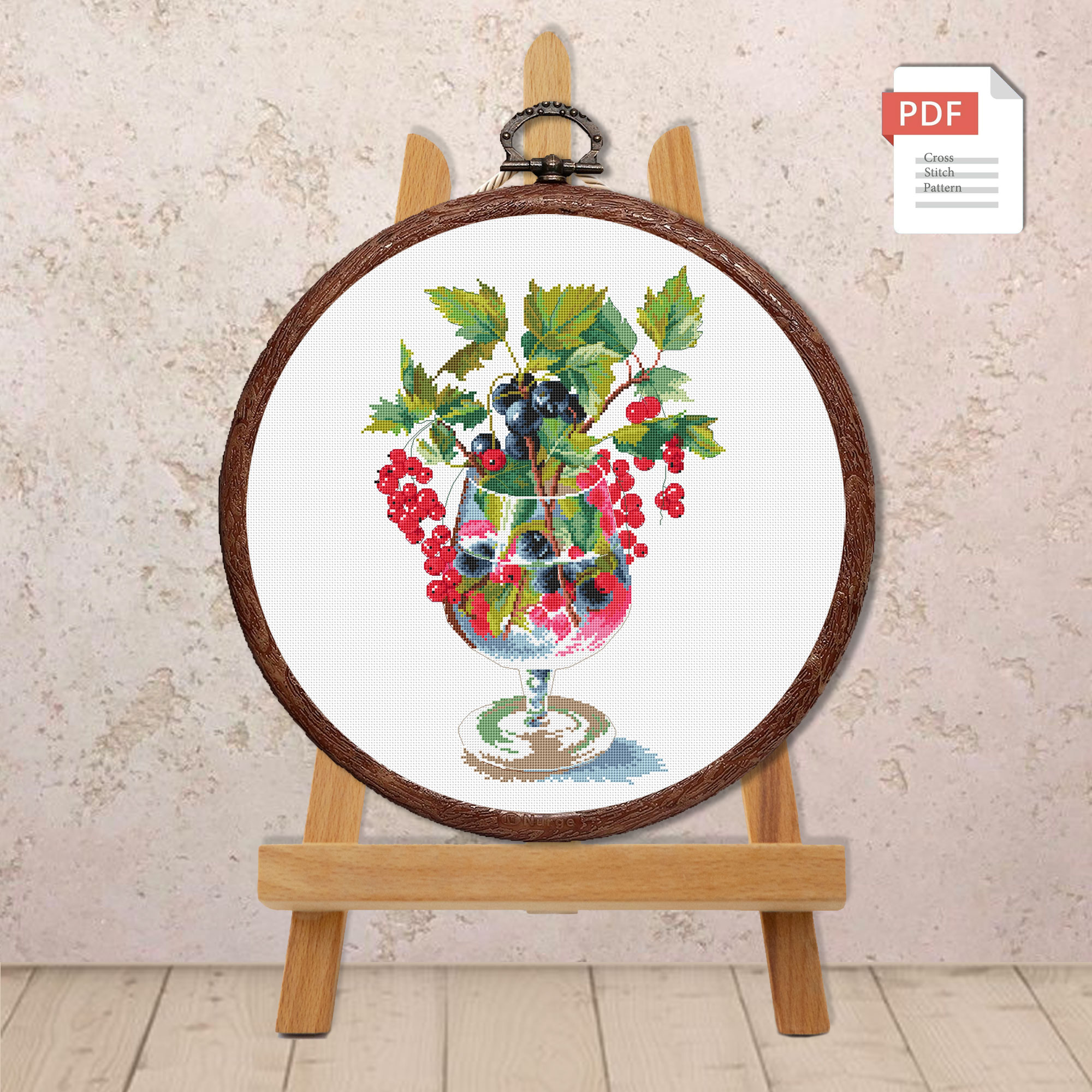 Berries In A Glass Cross Stitch Pattern #kt.020 - Image 2