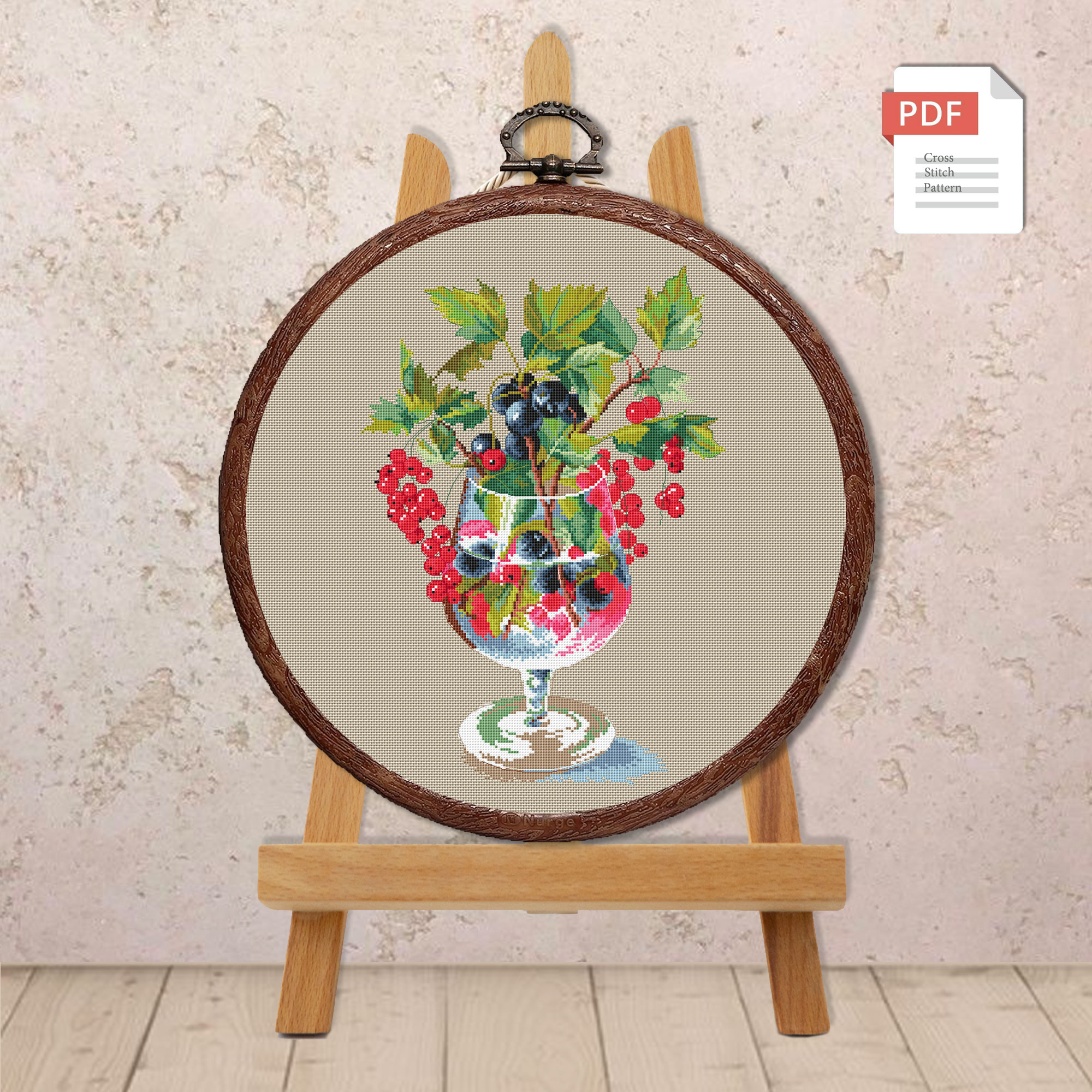 Berries In A Glass Cross Stitch Pattern #kt.020 - Image 3