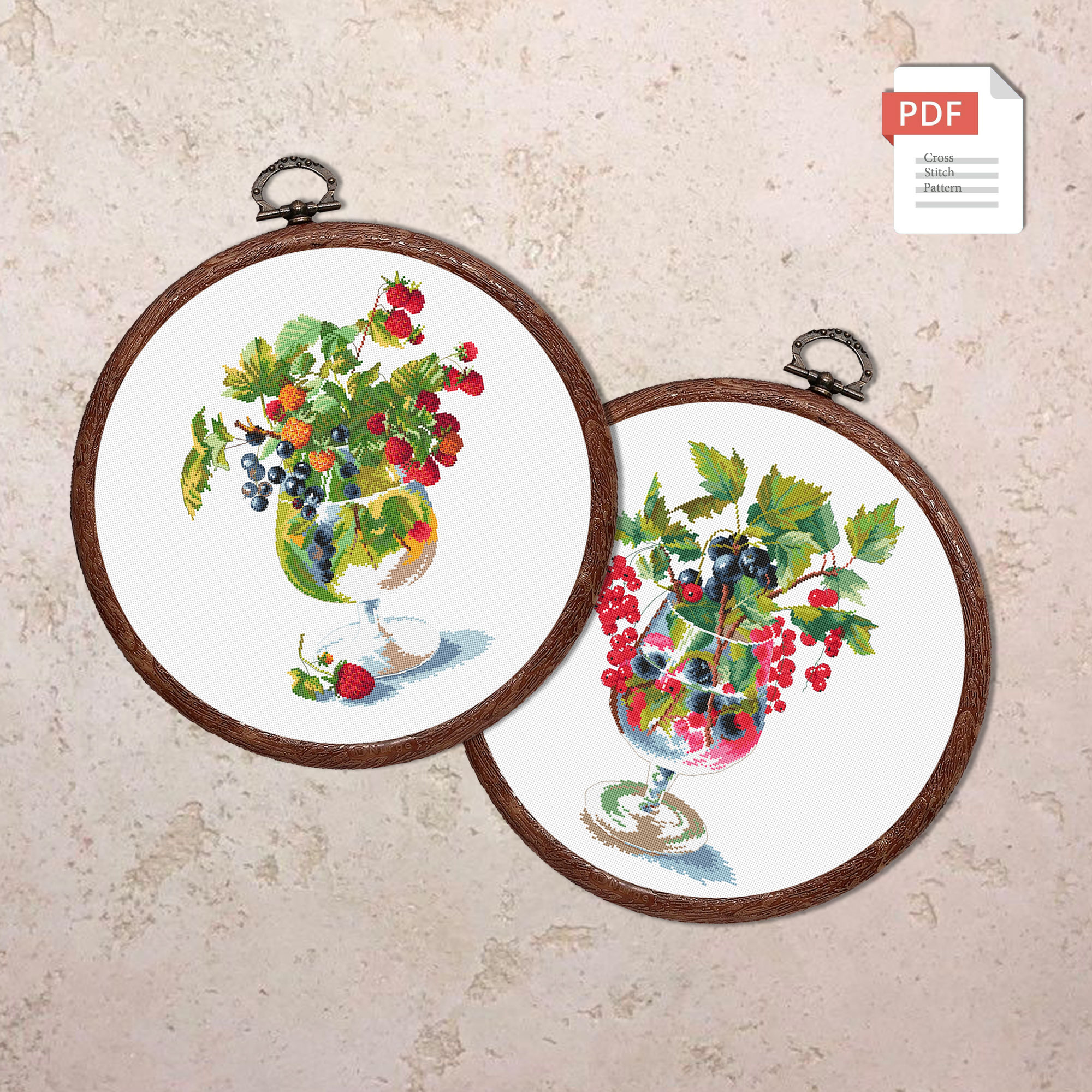Berries In A Glass Cross Stitch Pattern #kt.020 - Image 4