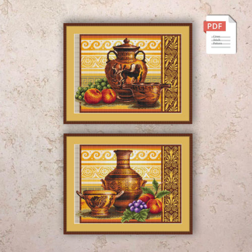 Set of 2 Vases Cross Stitch Pattern #kt.029
