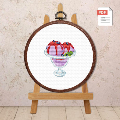 Purple Ice Cream Balls Cross Stitch Pattern #kt021
