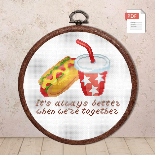 Hot Dog and Cola Cross Stitch Pattern #kt029