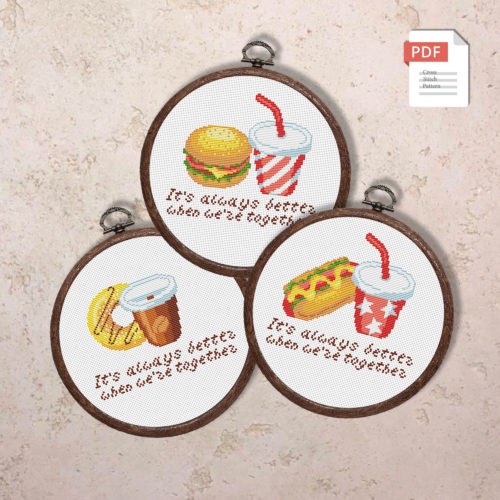 Set of 3 Cross Stitch Pattern #kt030