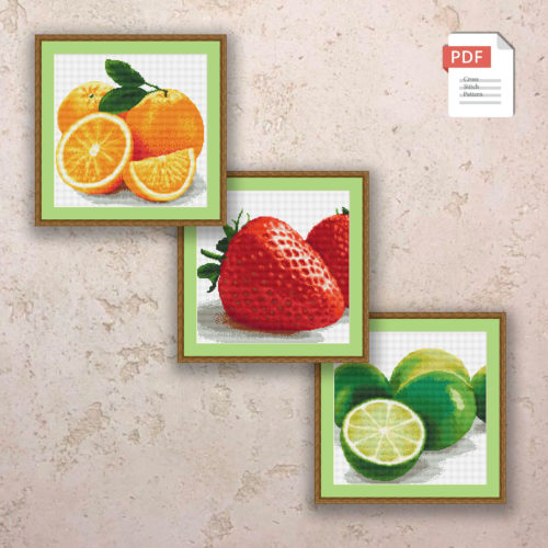 Set of 3 Cross Stitch Pattern #ktc004