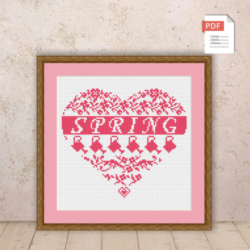 Spring Heart Cross Stitch Pattern #ssn051