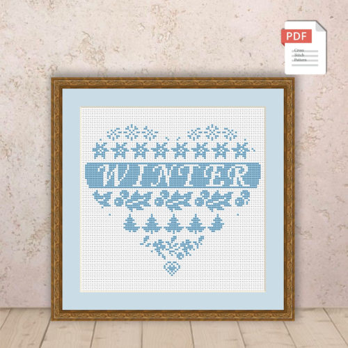 Winter Heart Cross Stitch Pattern #ssn054
