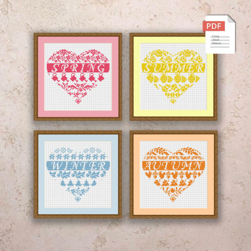 Set of 4 Seasons Cross Stitch Pattern #ssn055