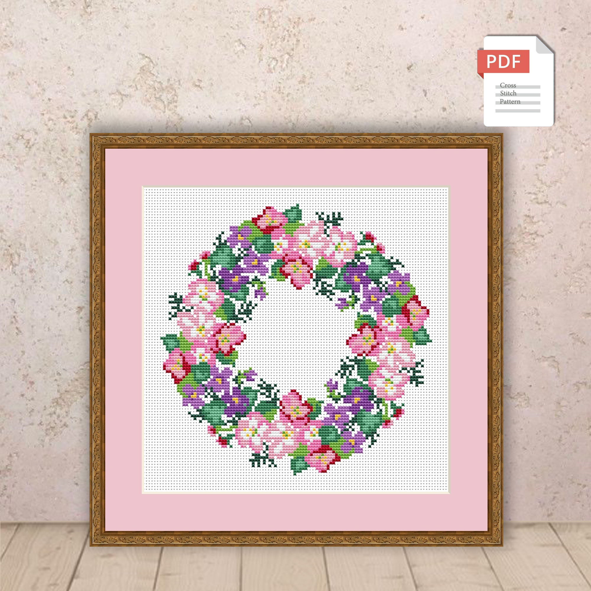 Spring Wreath Cross Stitch Pattern #ssn061