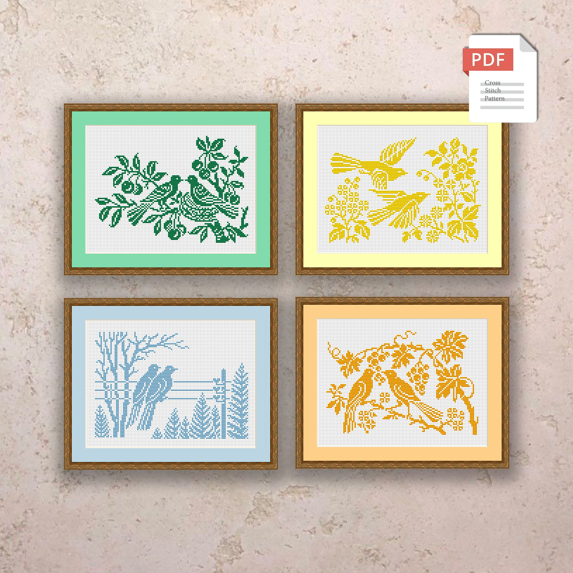 Spring Birds Cross Stitch Pattern #ssn076 - Image 2