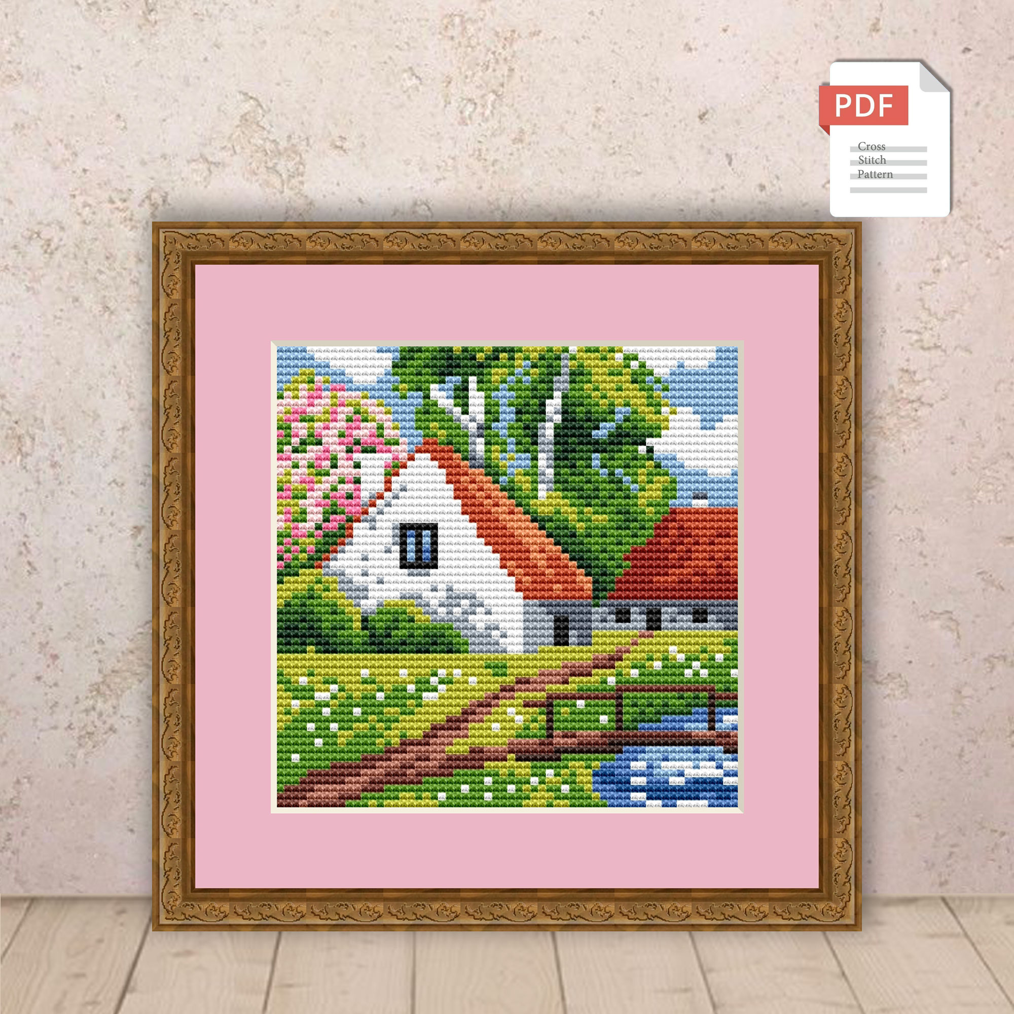 Set of 4 Seasons Landscape Cross Stitch Pattern #ssn085 - Image 2