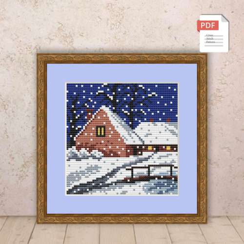 Winter Landscape Cross Stitch Pattern #ssn084