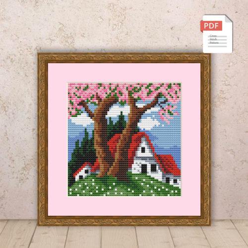 Spring Landscape Cross Stitch Pattern #ssn096