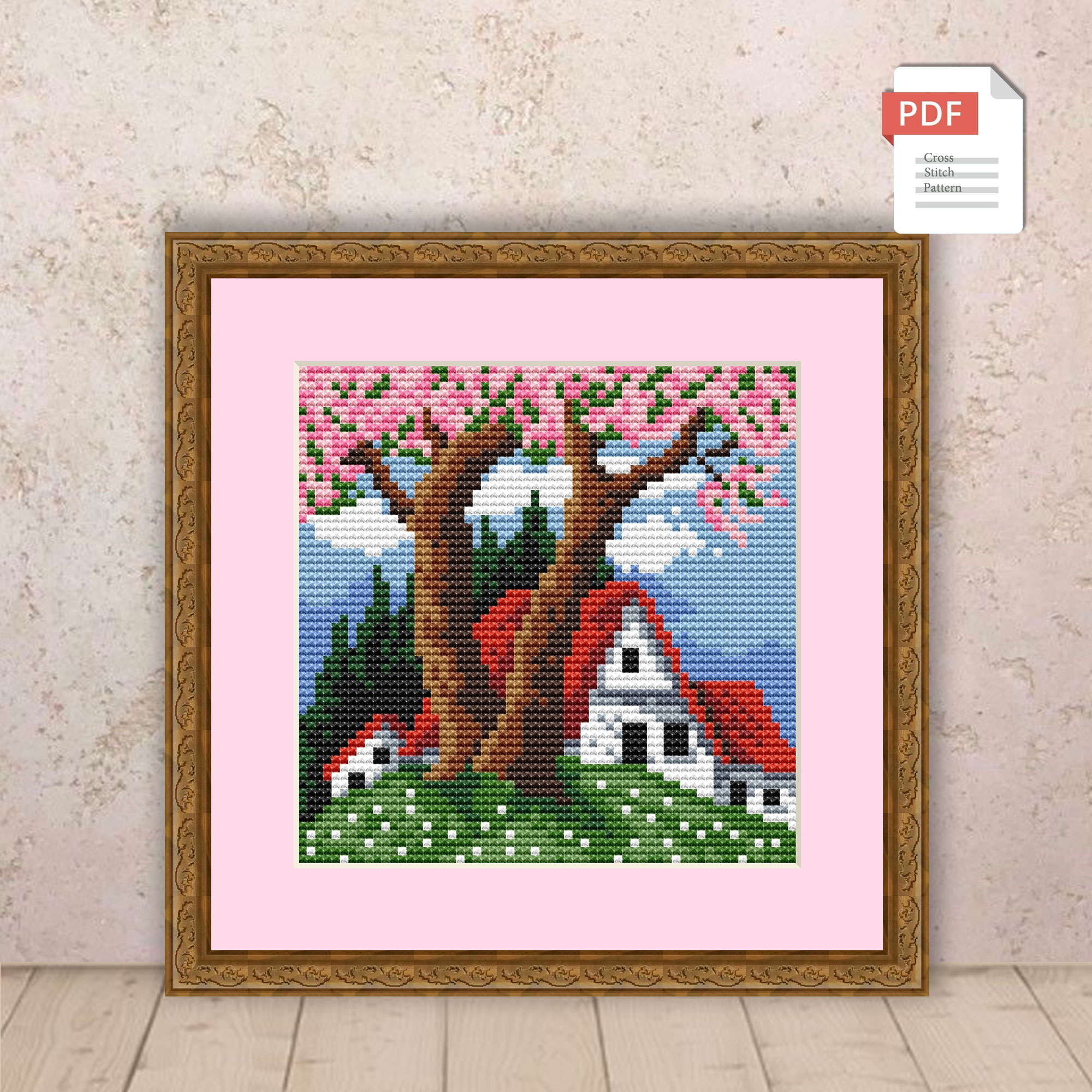 Spring Landscape Cross Stitch Pattern #ssn096