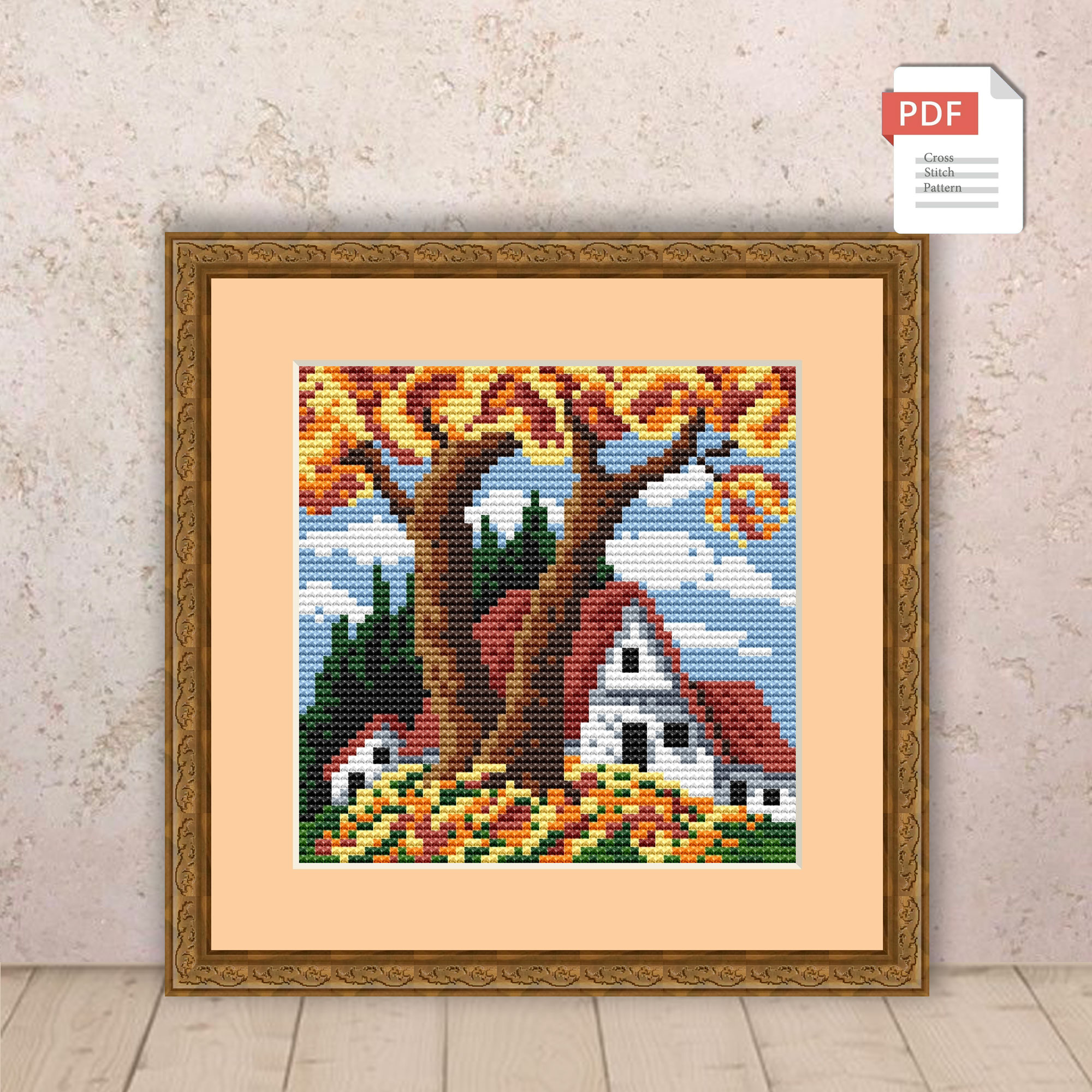 Autumn Landscape Cross Stitch Pattern #ssn098