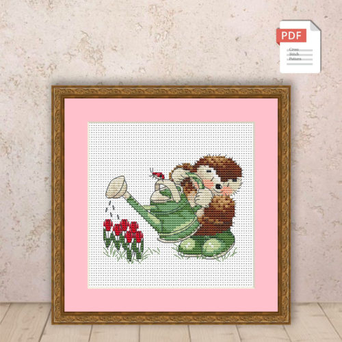 Spring Hedgehog Cross Stitch Pattern #ssn111