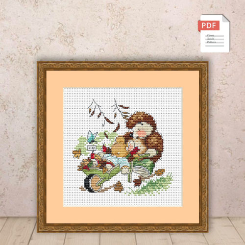 Autumn Hedgehog Cross Stitch Pattern #ssn113