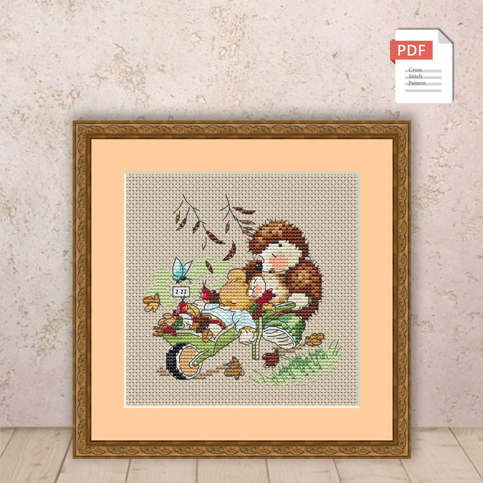 Autumn Hedgehog Cross Stitch Pattern #ssn113 - Image 2
