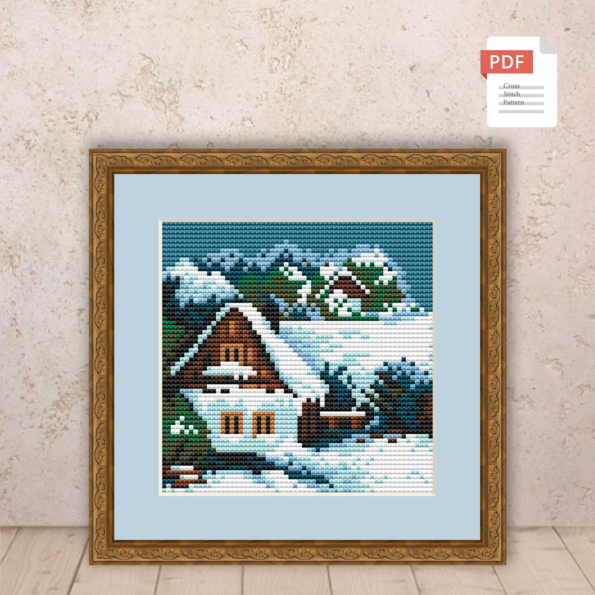 Winter Landscape Cross Stitch Pattern #ssn134