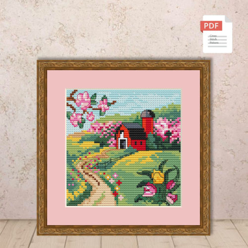 Spring Landscape Cross Stitch Pattern #ssn136