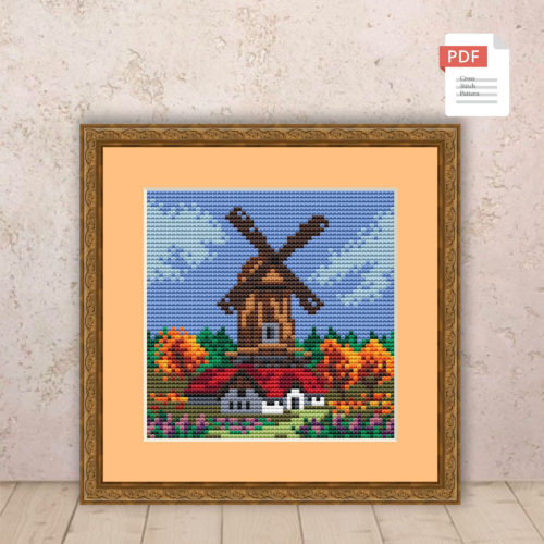Autumn Windmill Cross Stitch Pattern #ssn158