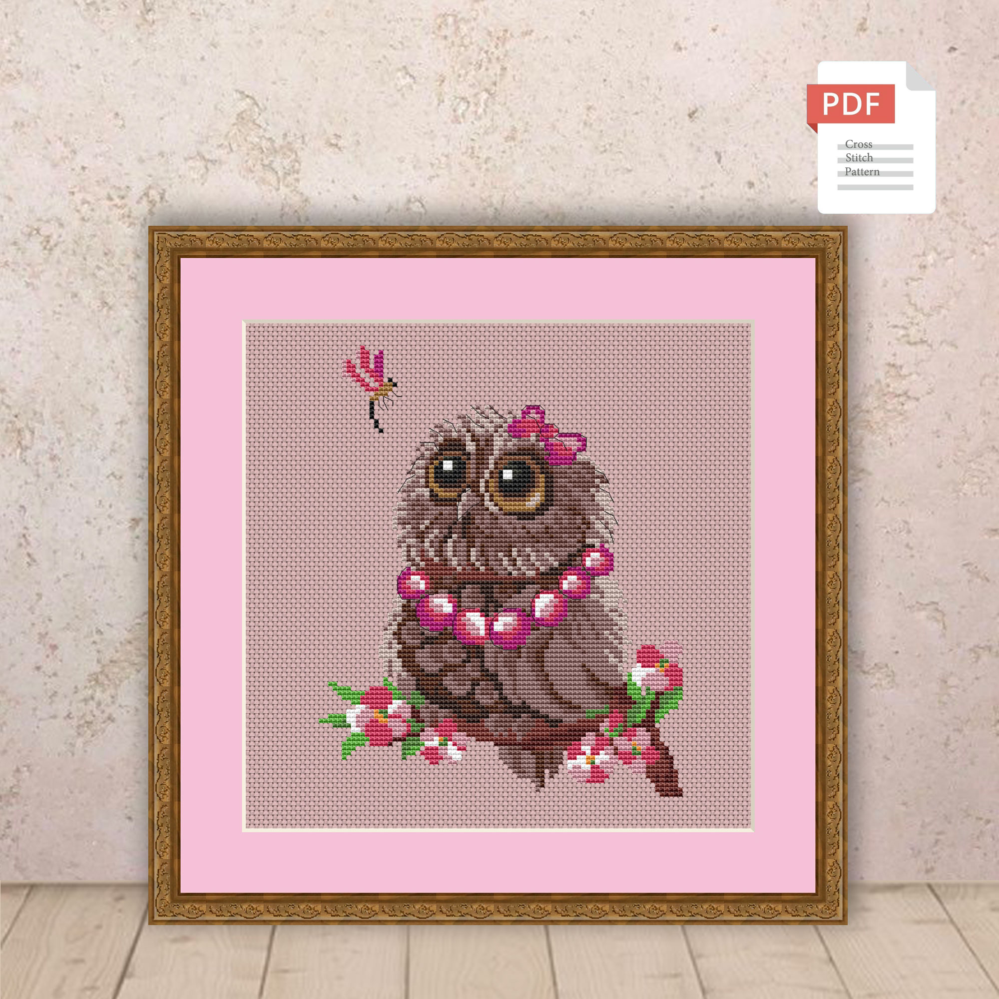 Spring Owl Cross Stitch Pattern #ssn176 - Image 2