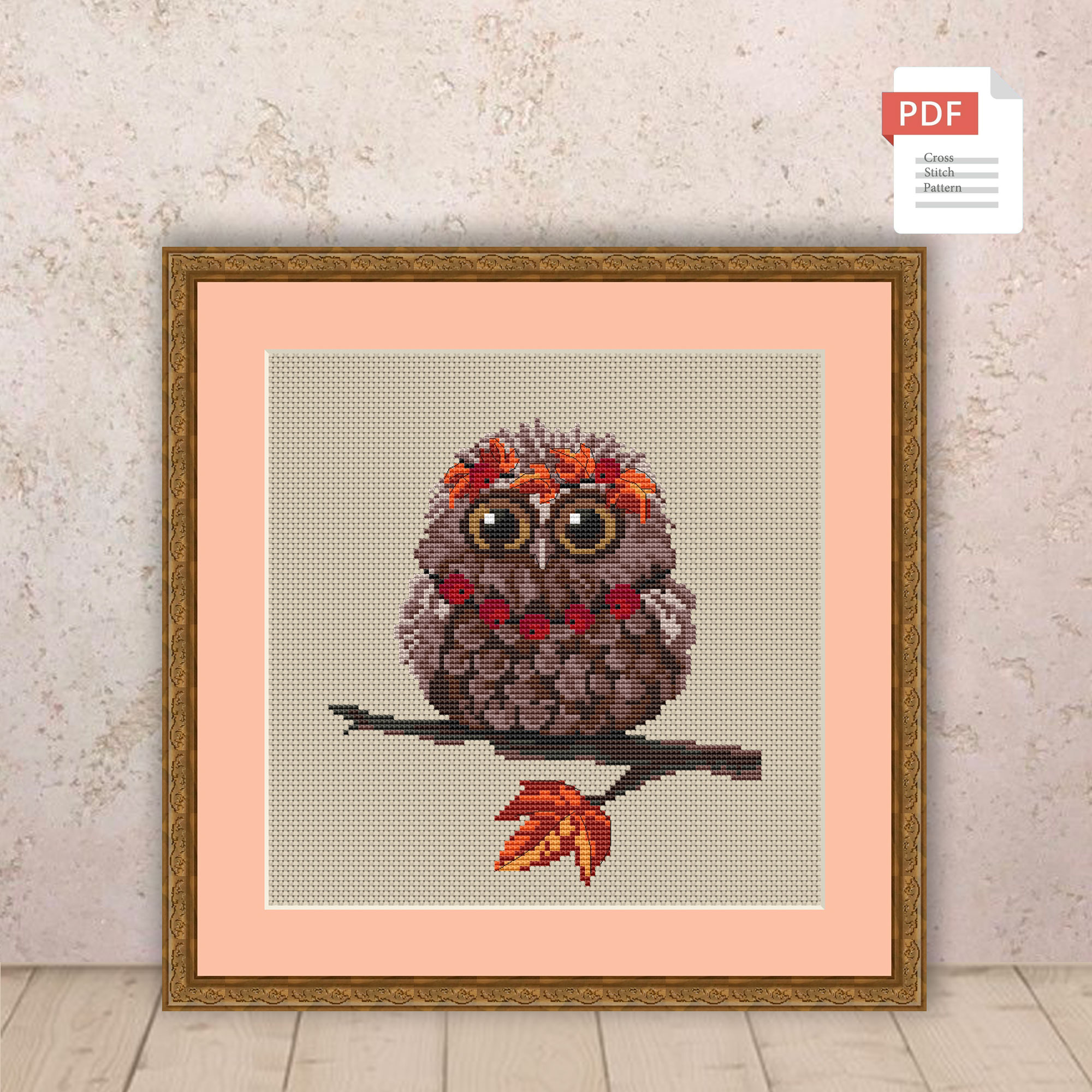 Autumn Owl Cross Stitch Pattern #ssn178 - Image 2