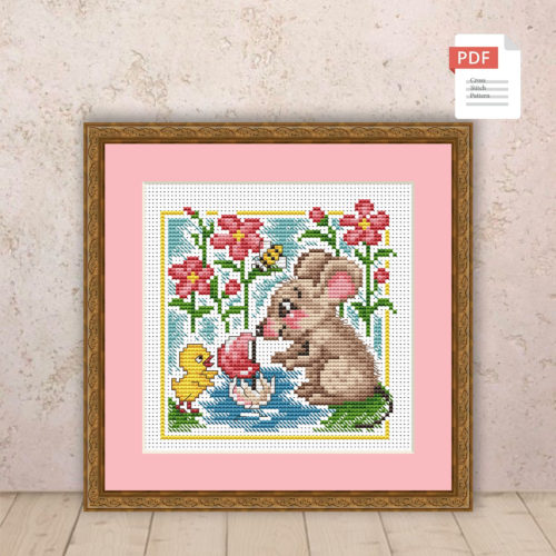 Spring Mouse Cross Stitch Pattern #ssn196
