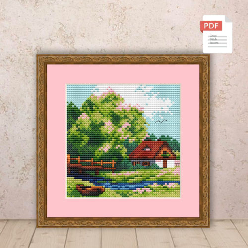 Spring Landscape Cross Stitch Pattern #ssn231