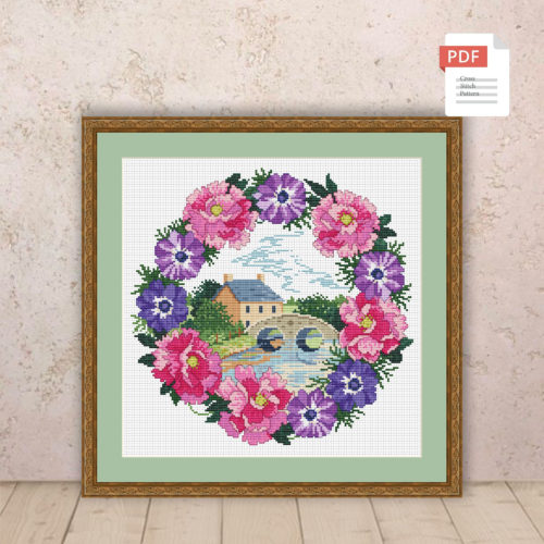 Summer Wreath Cross Stitch Pattern #ssn242