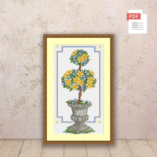 Spring Topiary Cross Stitch Pattern #ssn246