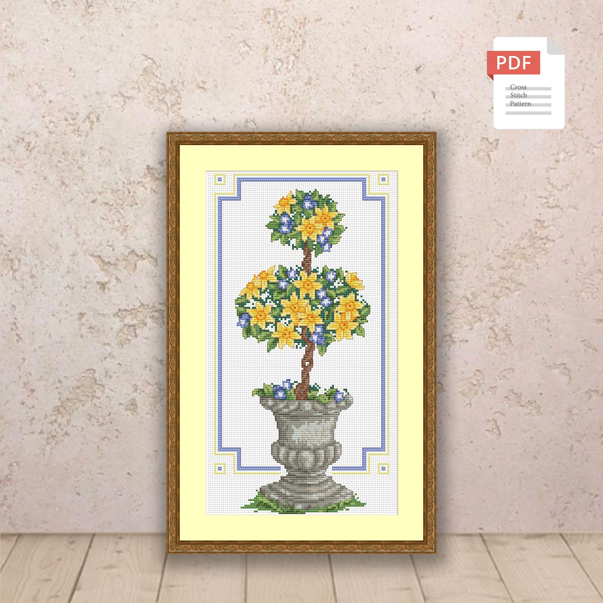 Spring Topiary Cross Stitch Pattern #ssn246
