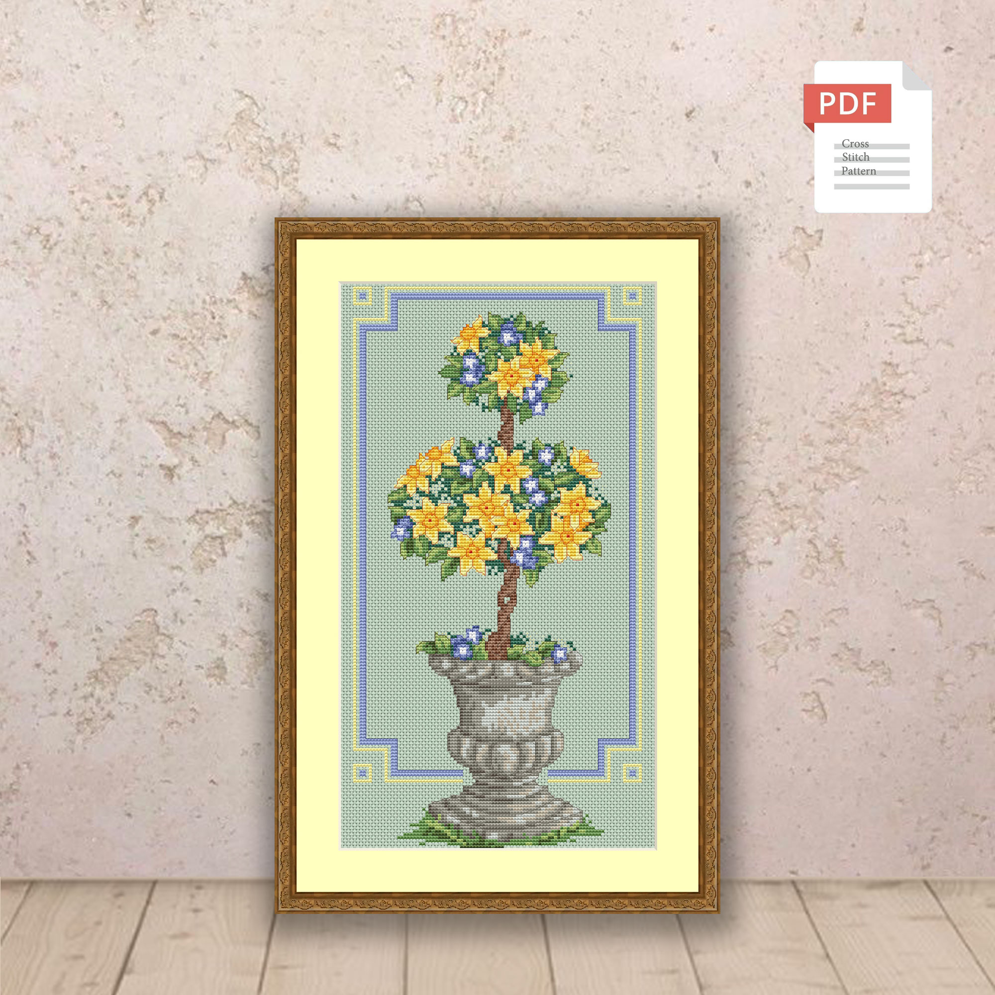 Spring Topiary Cross Stitch Pattern #ssn246 - Image 2