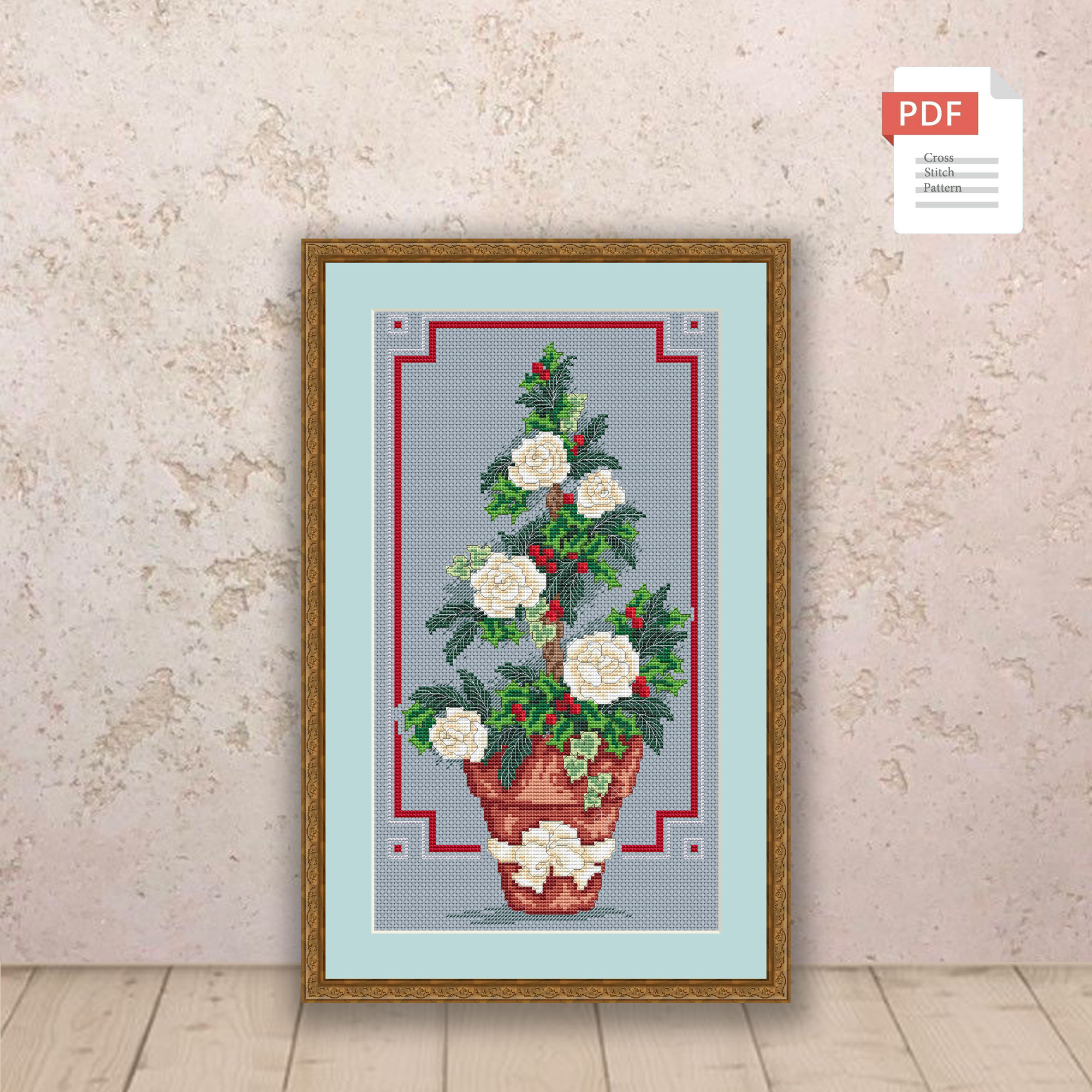 Winter Topiary Cross Stitch Pattern #ssn249 - Image 2