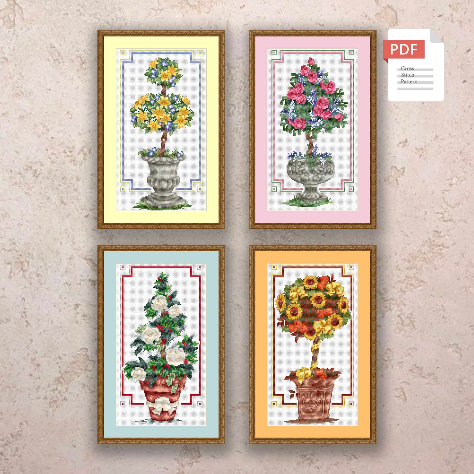 Winter Topiary Cross Stitch Pattern #ssn249 - Image 3